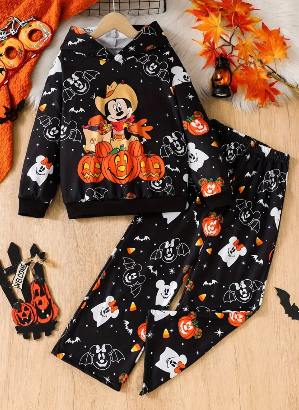 Kids halloween minnie & mickey 2 piece set