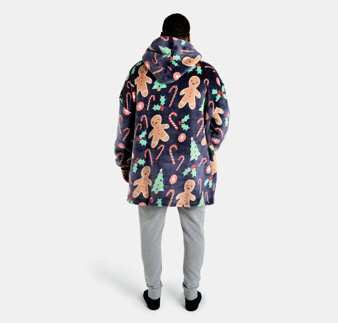 Mens navy Christmas hooded blanket - one size