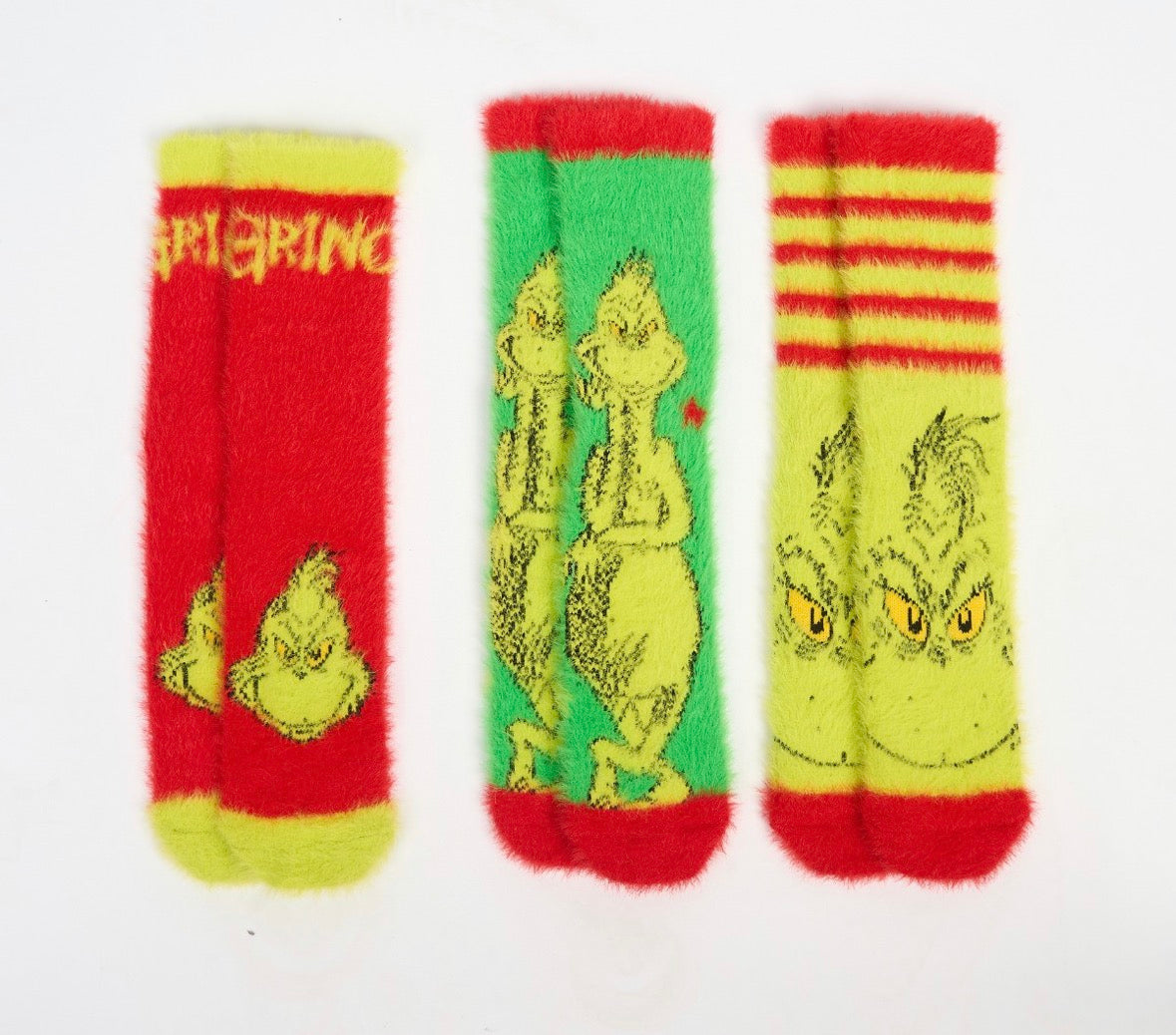 Grinch fluffy socks - 3 pack