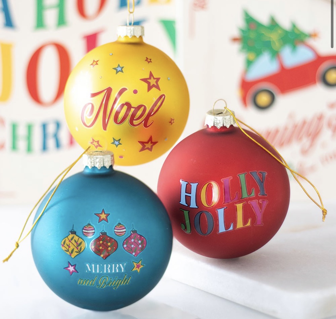 Colourful Glass Christmas Baubles - 3 set