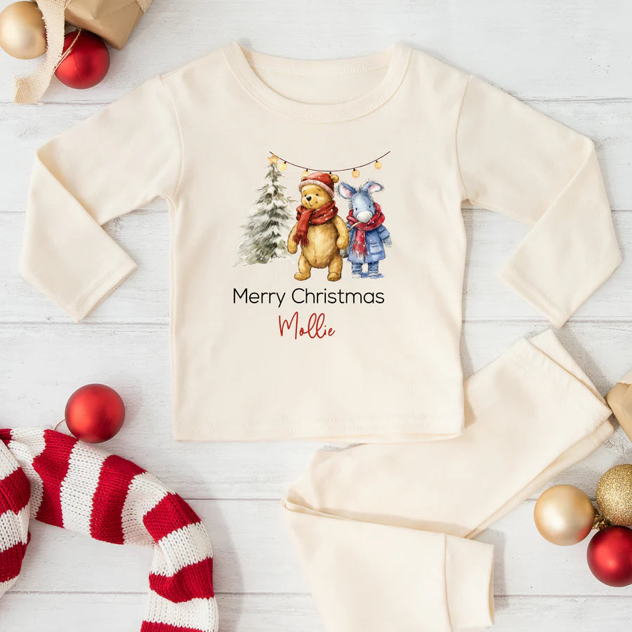 Personalised Winnie the pooh inspired christmas pyjamas
