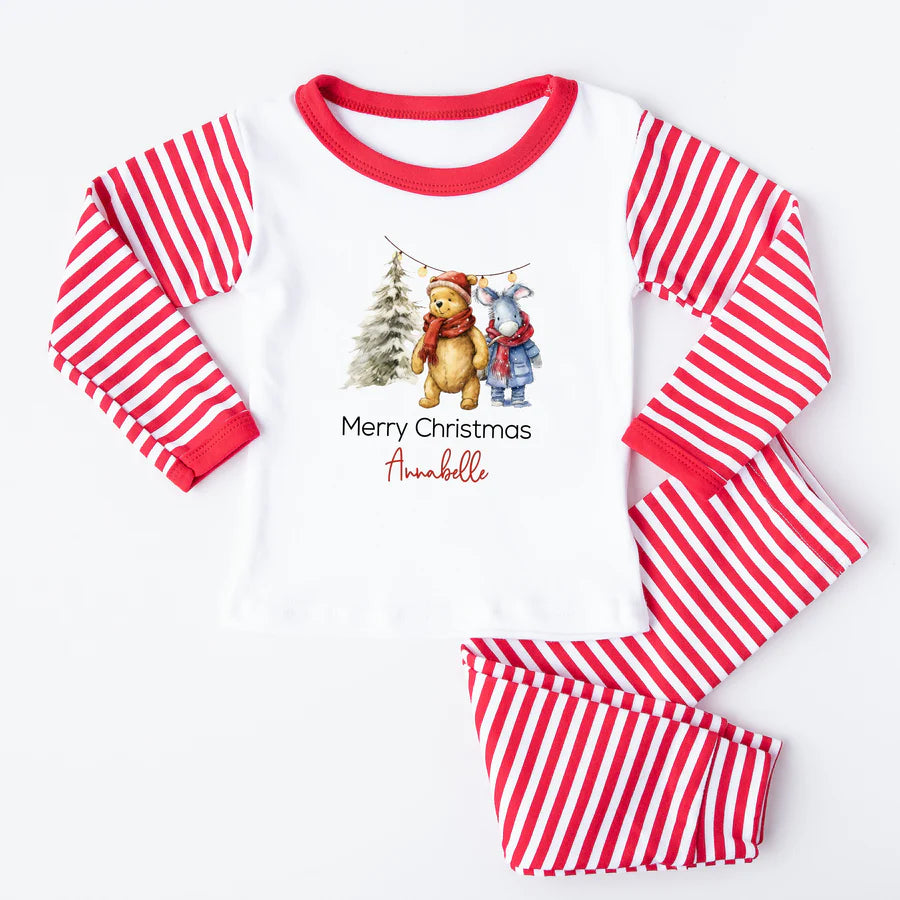 Personalised Winnie the pooh inspired christmas pyjamas