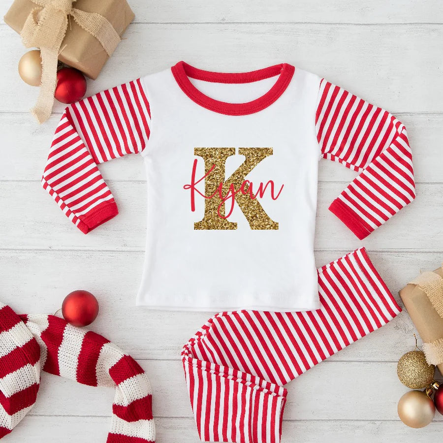Kids personalised Initials christmas pyjamas