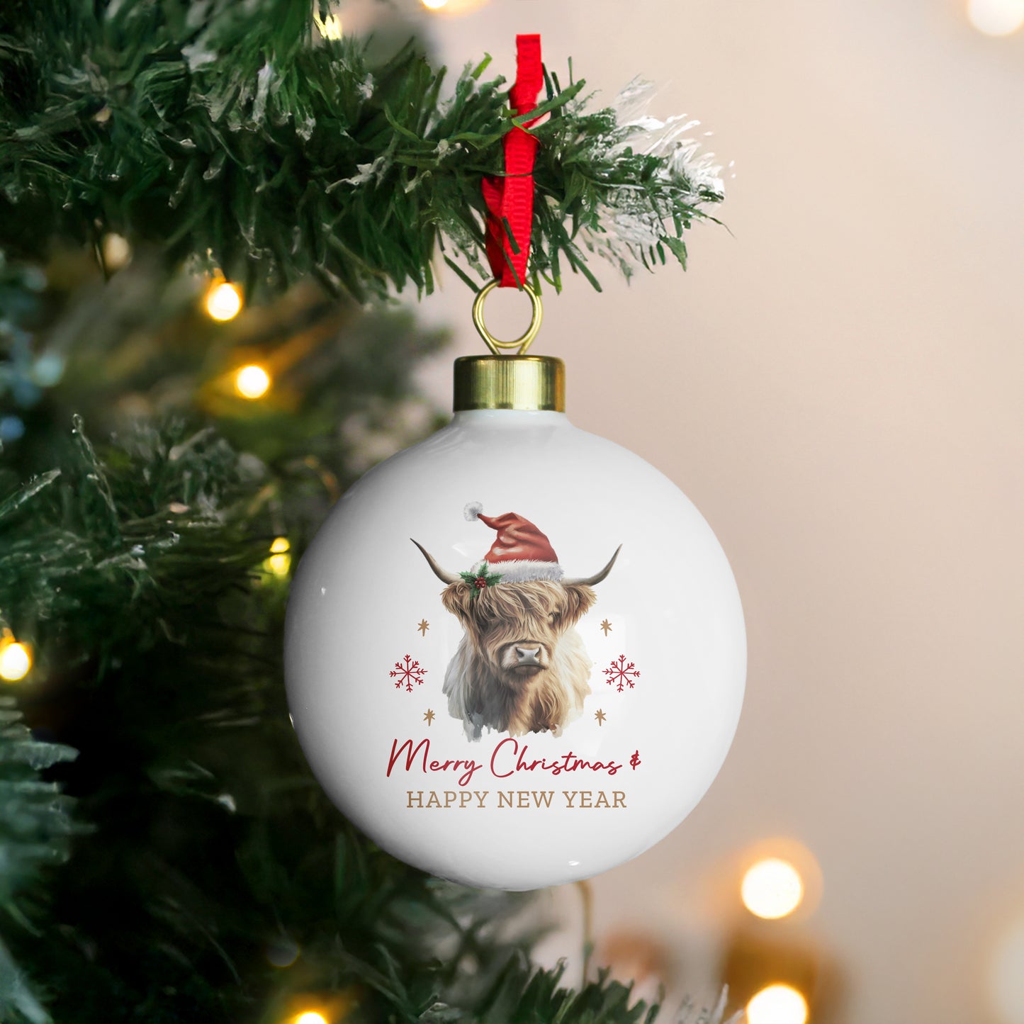 Personalised Highland Cow Christmas Bauble