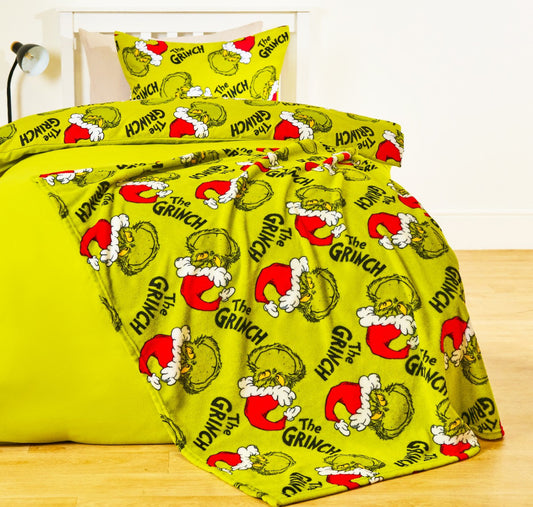 Grinch Christmas blanket throw