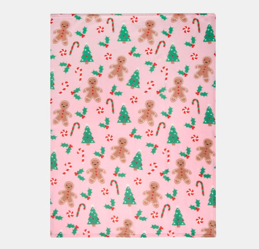 Christmas candy cane & gingerbread throw