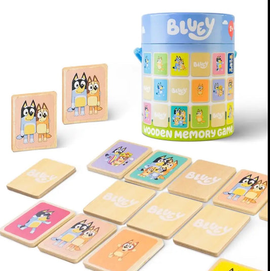 bluey wooden memory card game