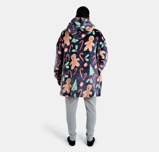 Mens navy Christmas hooded blanket - one size
