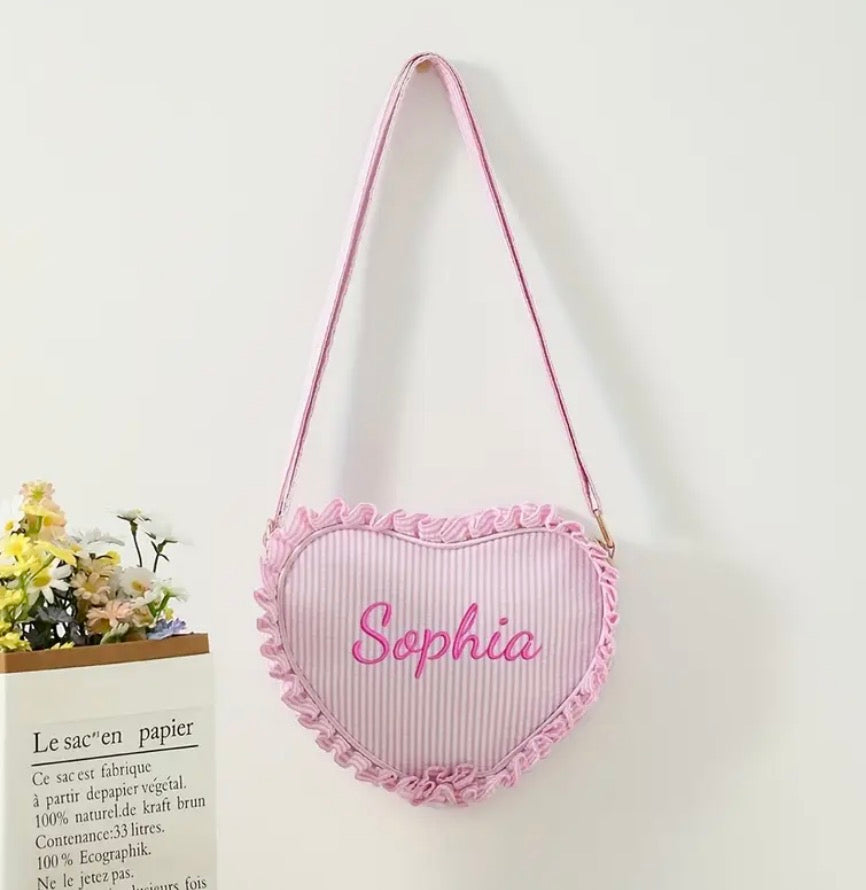 Girls personalised heart bag