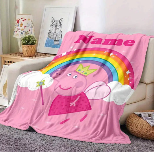 Personalised Peppa pig throw/blanket