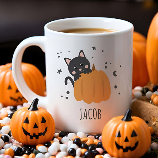Personalised Cat pumpkin mug