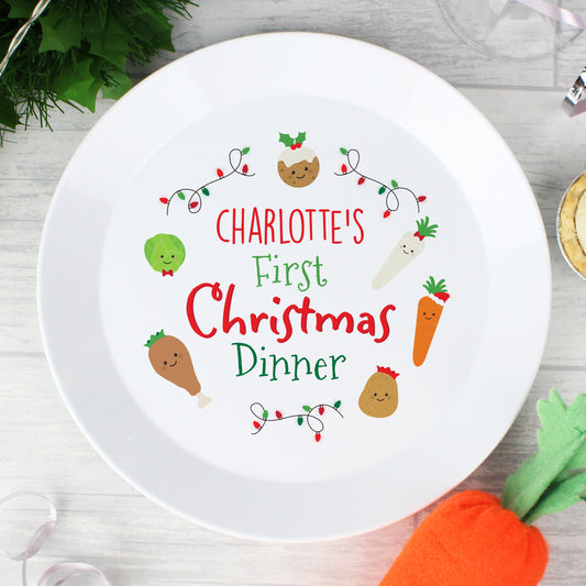Personalised first xmas dinner plate