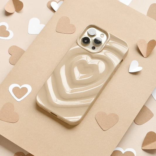 Beige heart phone case