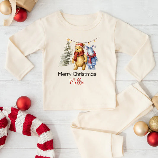 Personalised Winnie the pooh inspired christmas pyjamas