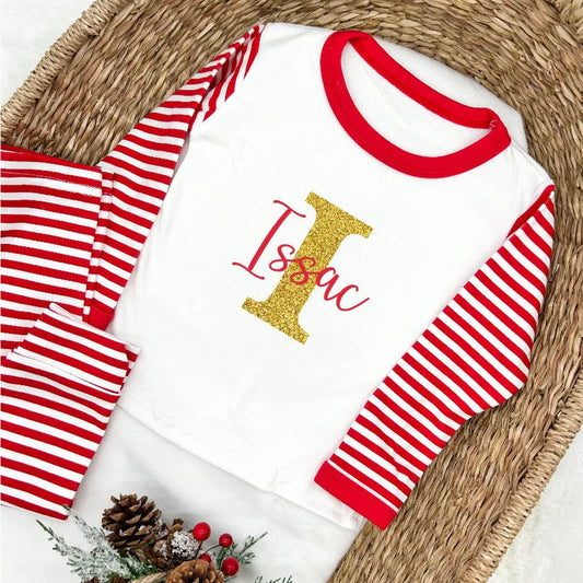 Kids personalised Initials christmas pyjamas