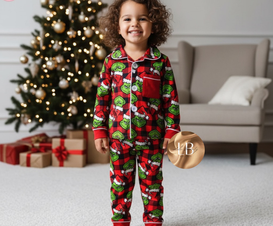 red grinch kids pjs - PREORDER