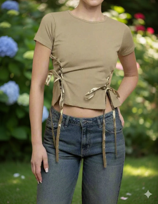 Womens sage tie up shirt