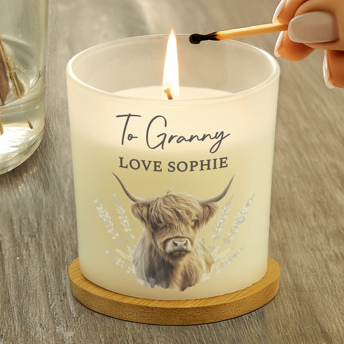 Personalised Highland cow candle