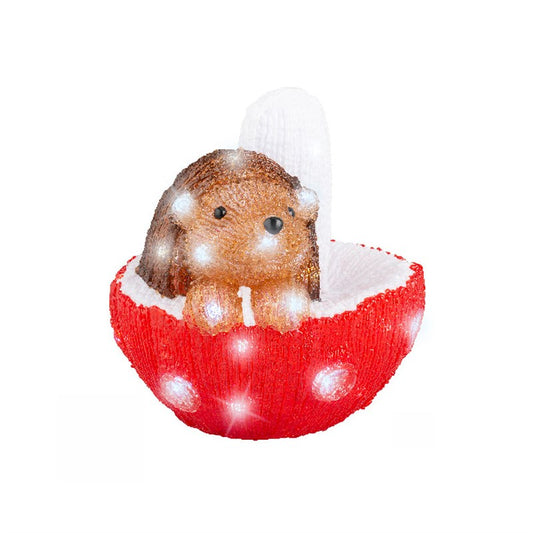 Light Up Acrylic Christmas Mushroom Decoration - Hedgehog