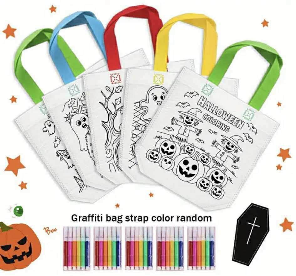 Colour in your own bag - random christmas and halloween designs