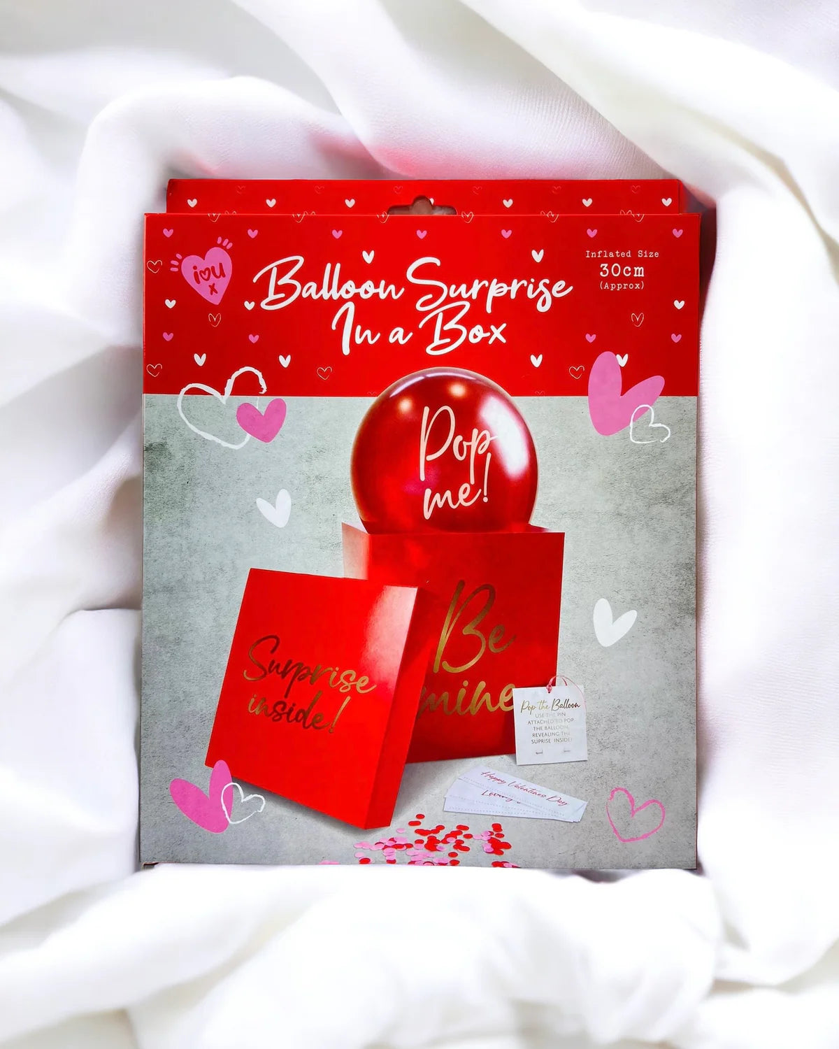 Valentines balloon surprise in a box