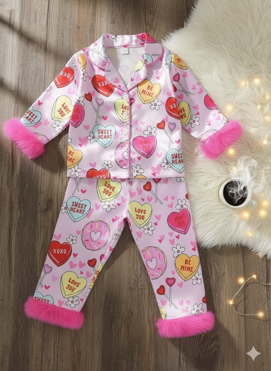 Pink love heart pyjamas