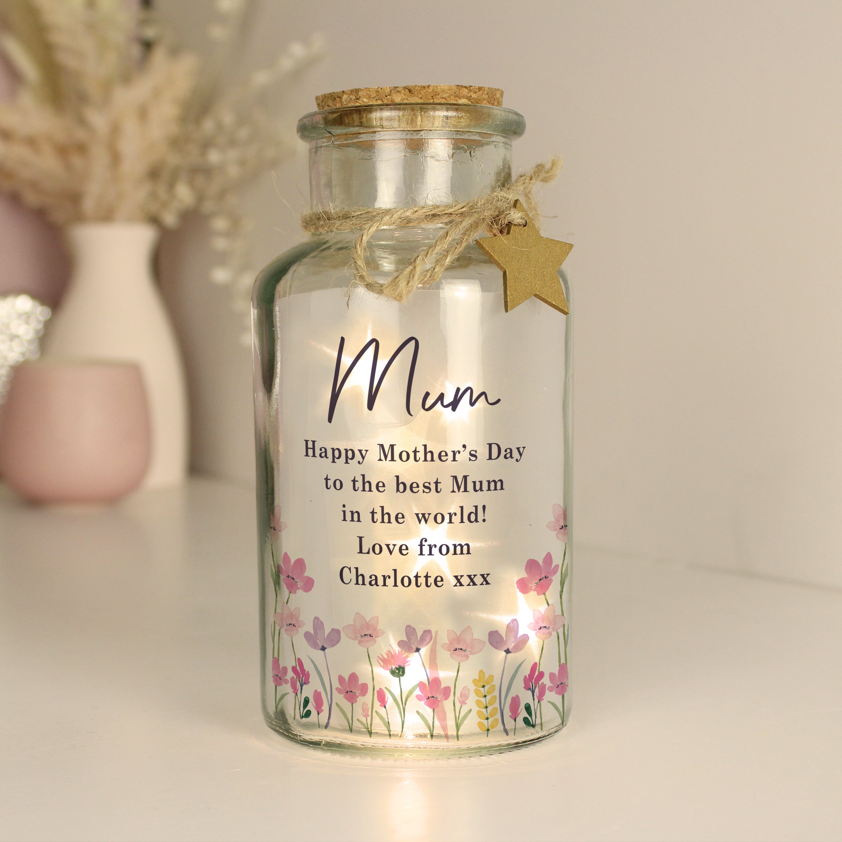 Personalised Mothers day LED light up jar